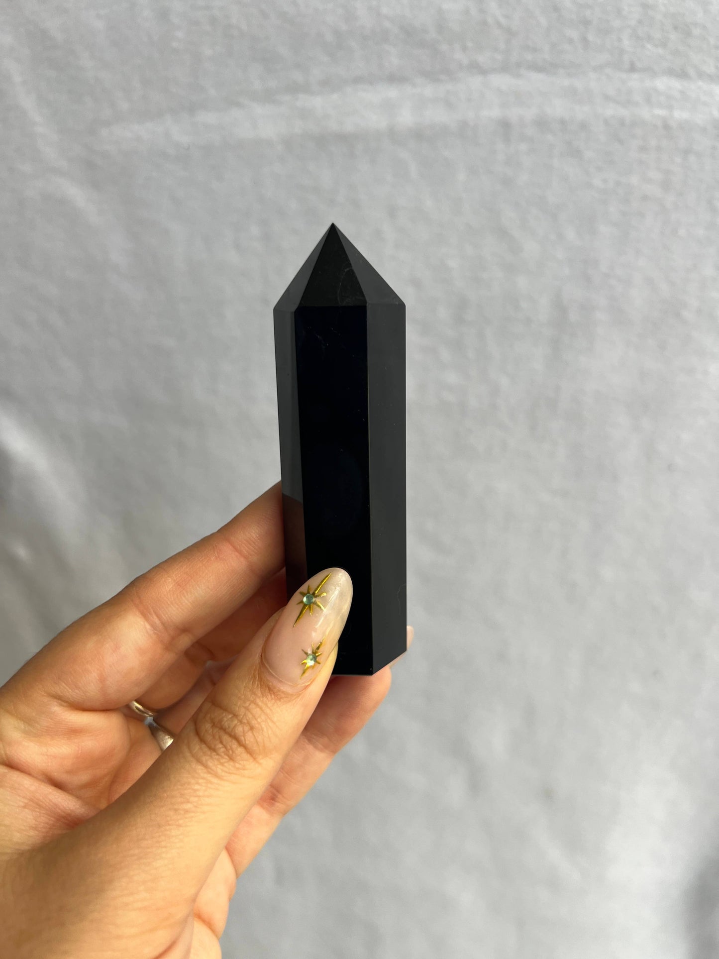 Black Obsidian Crystal Tower