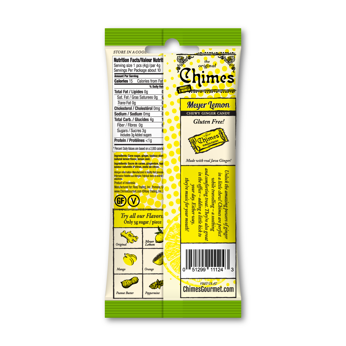 Chimes Lemon Ginger Chews Candy - 1.5 oz Bag