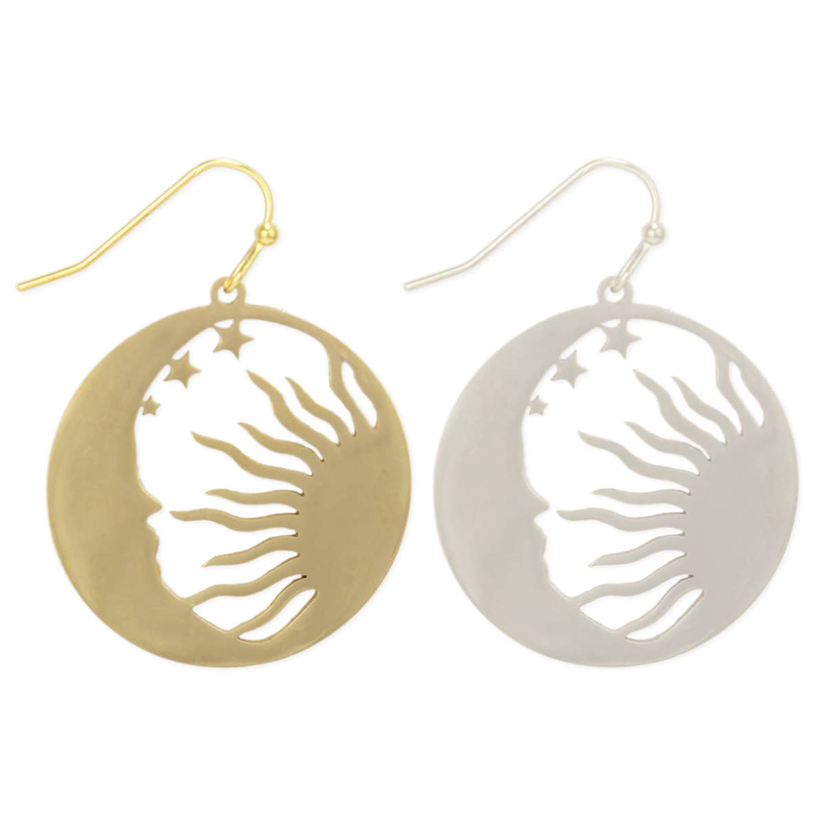 Moon Sun Round Celestial Earrings