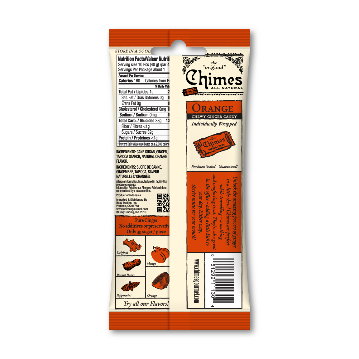 Chimes Orange Ginger Chews Candy - 1.5 oz Bag