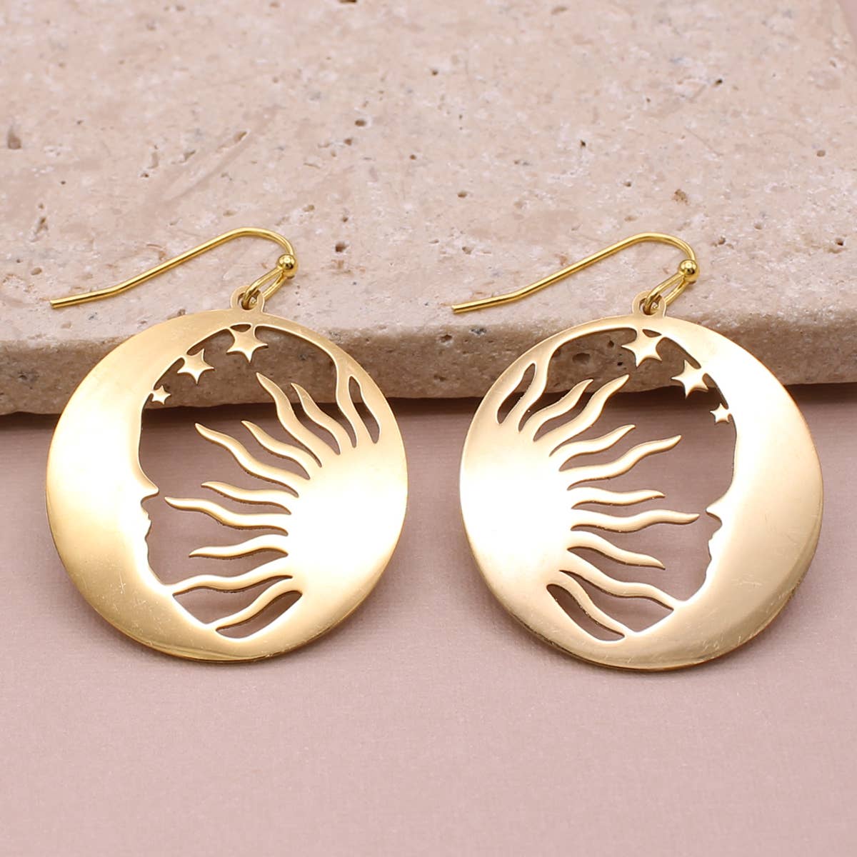 Moon Sun Round Celestial Earrings