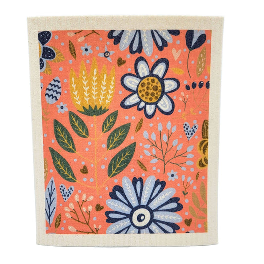 Coral Floral-Swedish Dishcloths