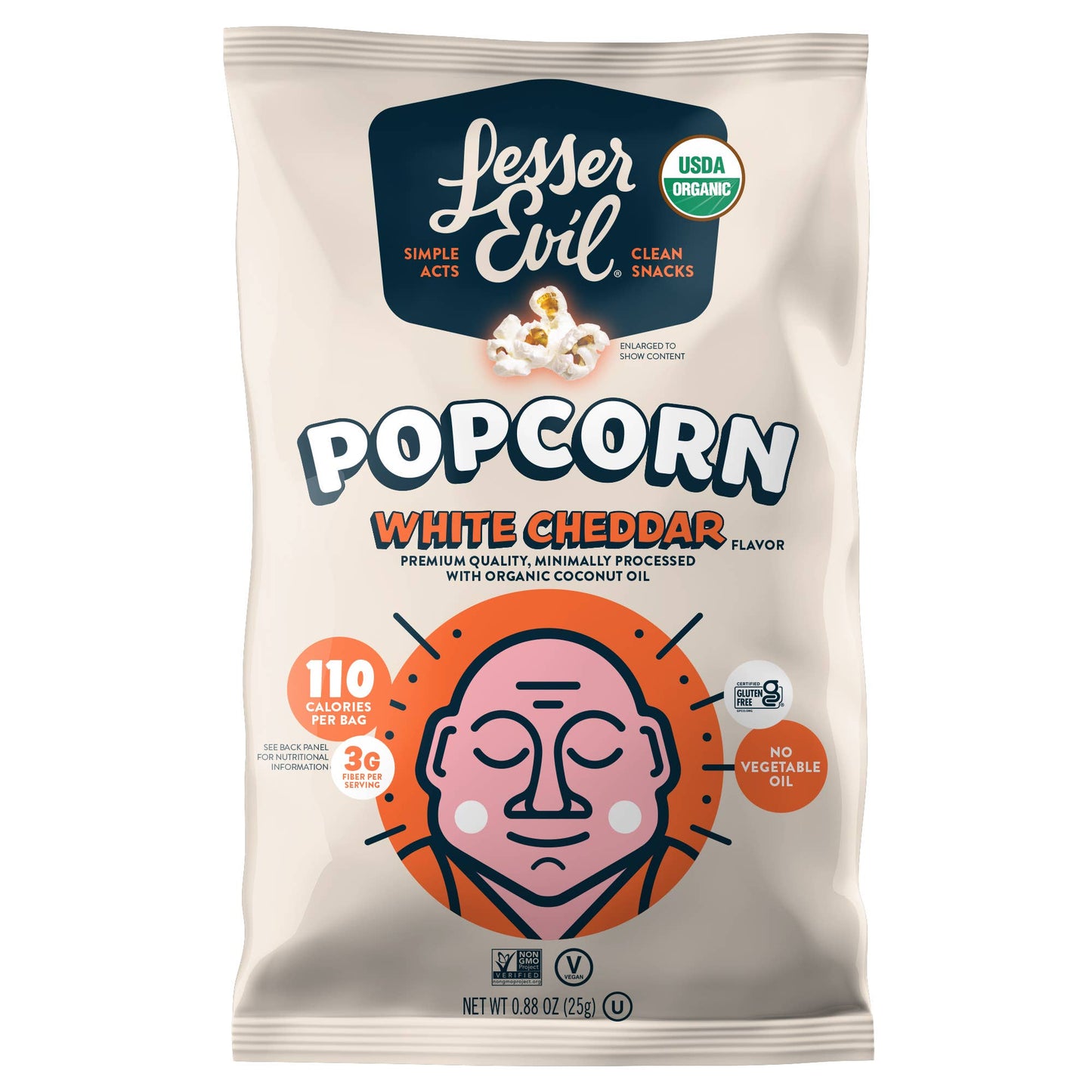 Organic Popcorn, White Cheddar Flavor .88 oz